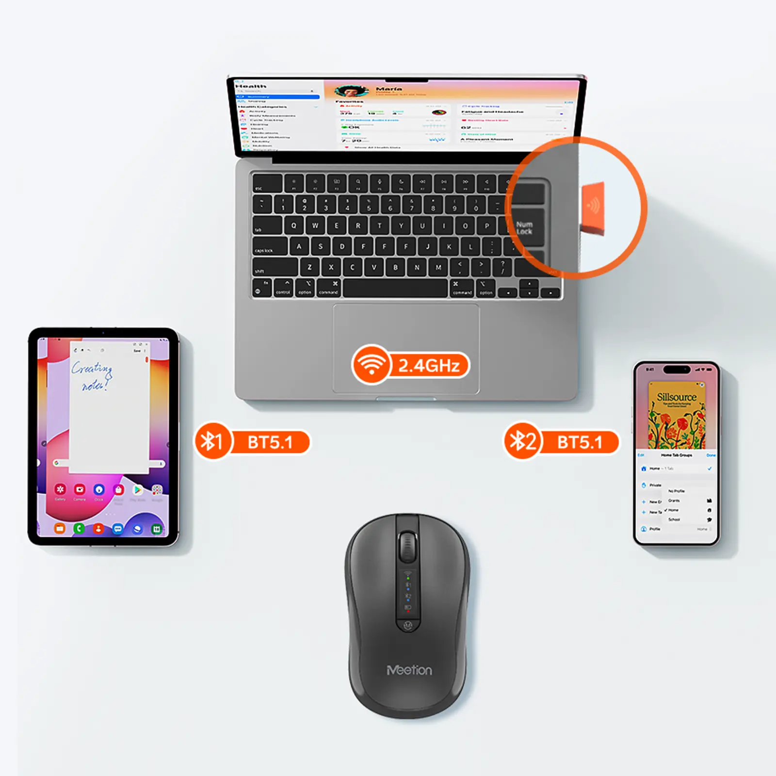 Wireless 2.4G&Blueetooth Silent Mouse