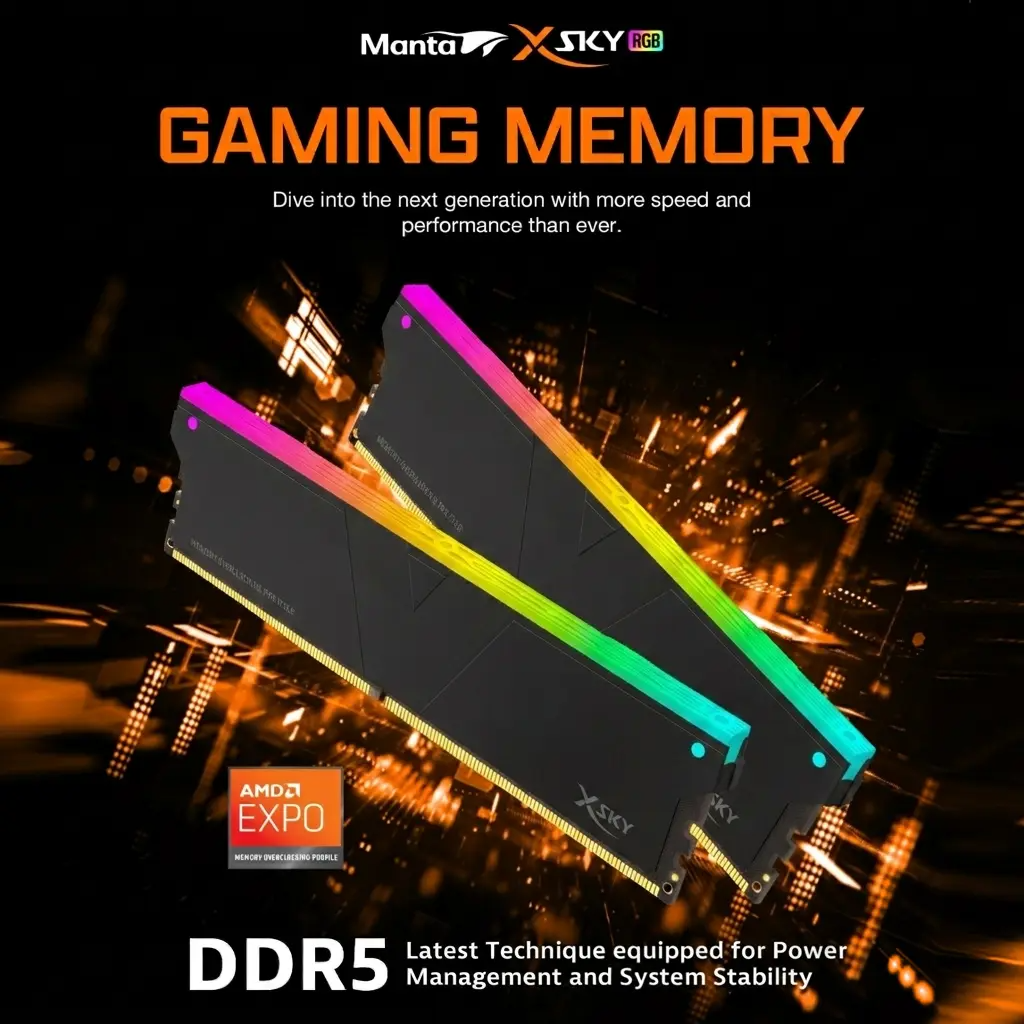 V-Color Manta XSky RGB DDR5 32GB 6400MT/s CL32 1.4V EXPO RAM Kit (2x16GB),  SK Hynix IC, AMD AM5 Optimized, RGB Sync, On-Die ECC, High Performance  Gaming Memory | Expert-Zone
