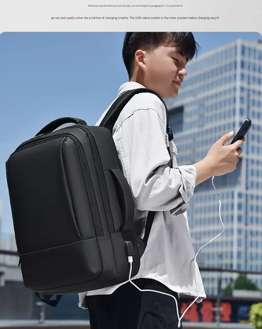 Expandable Business Travel Backpack With USB Charging Port, Water-Resistant Fabric, 15.6 Inch Laptop Compatibility, 20–30cm Expansion, Ergonomic Mesh Back, Multi-Compartment Carry-On Design