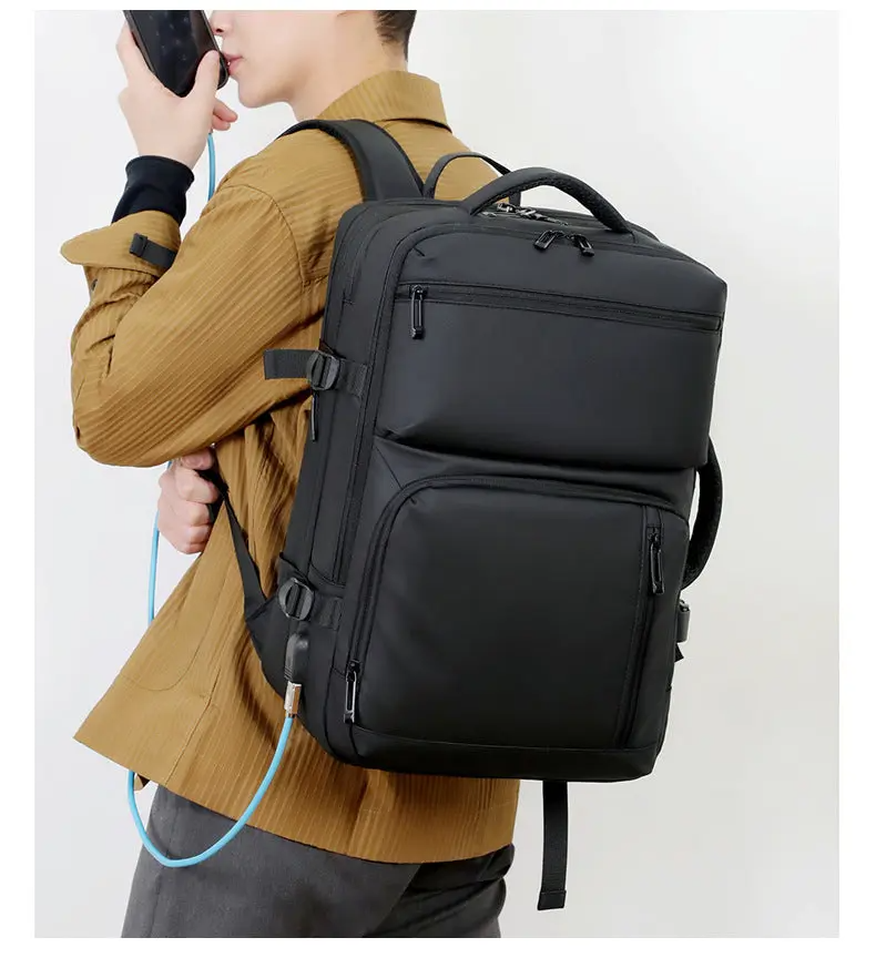 Expandable Business Travel Backpack With USB Charging Port, Water-Resistant Fabric, 15.6 Inch Laptop Compatibility, 20–30cm Expansion, Ergonomic Mesh Back, Multi-Compartment Carry-On Design