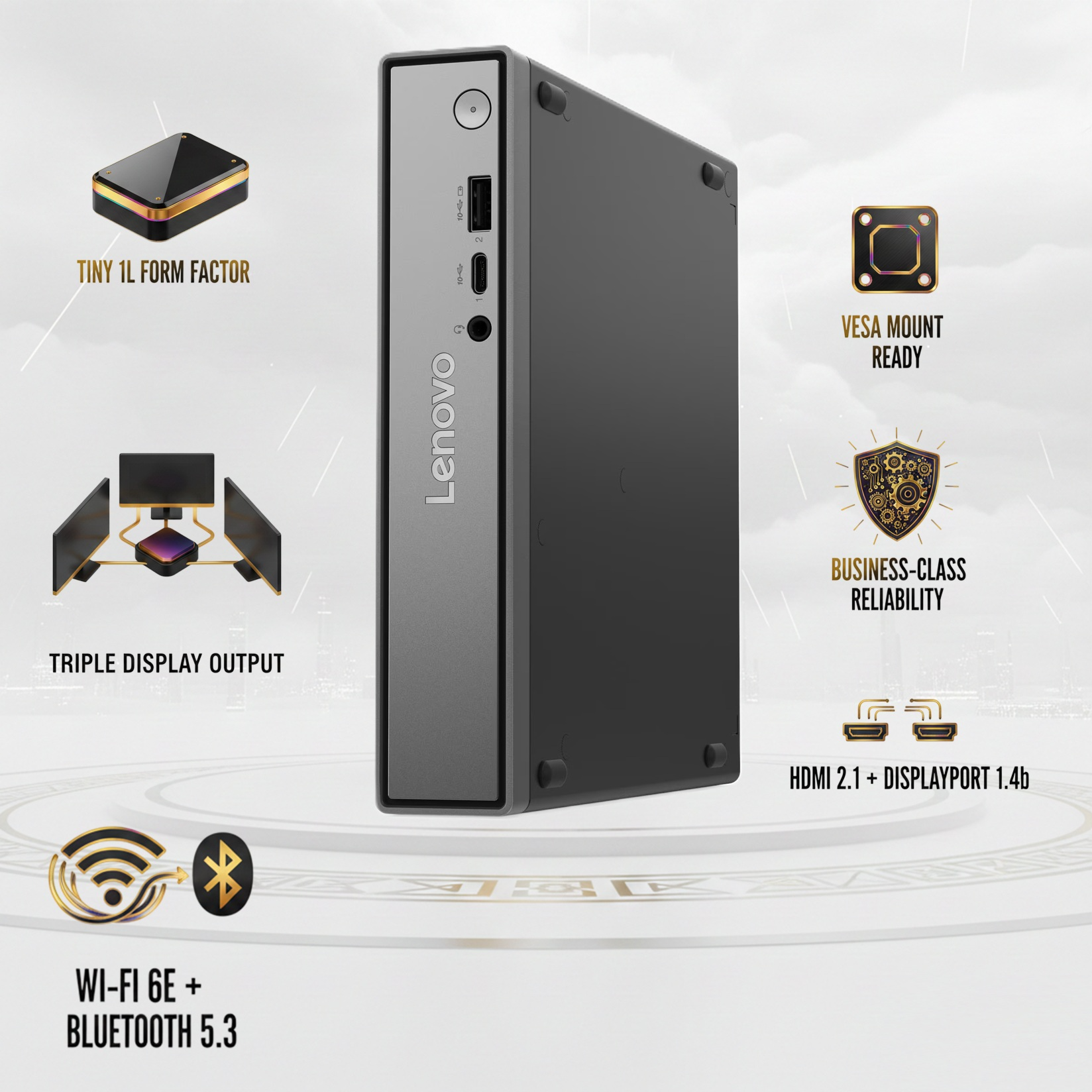 Lenovo ThinkCentre Neo 50q Gen 5 Tiny PC: Intel® Core 7 240H | 8GB DDR5 RAM  , 512GB SSD NVMe® | Intel® Graphics | DOS | Eng / Ara Keyboard & Mouse  Included | Expert-Zone