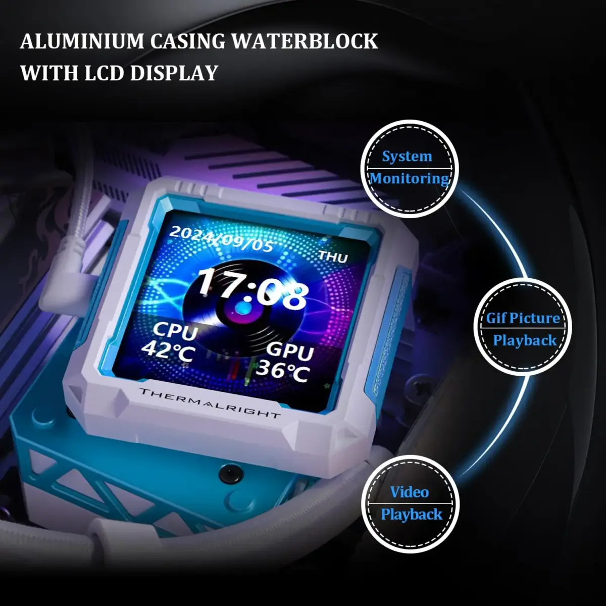 Thermalright Frozen Warframe PRO 360 White ARGB AIO CPU Liquid Cooler, 2.73-Inch LCD Display, 2000RPM PWM Fans, 250W TDP, AM4/AM5 & Intel LGA1700/1851 Ready | TL-P12W-S