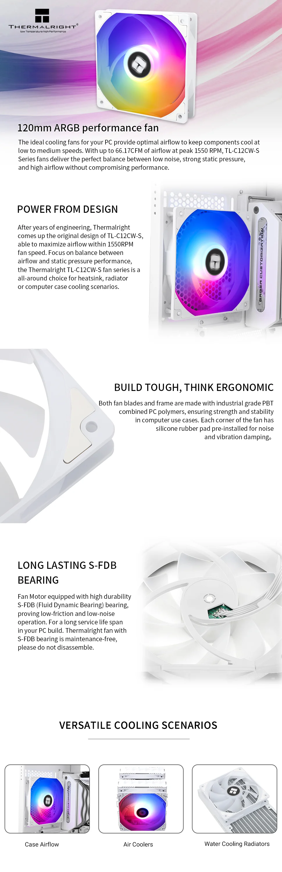Thermalright TL-C12CW-S White A-RGB 120mm PWM Fans Triple Pack — Computer  Orbit