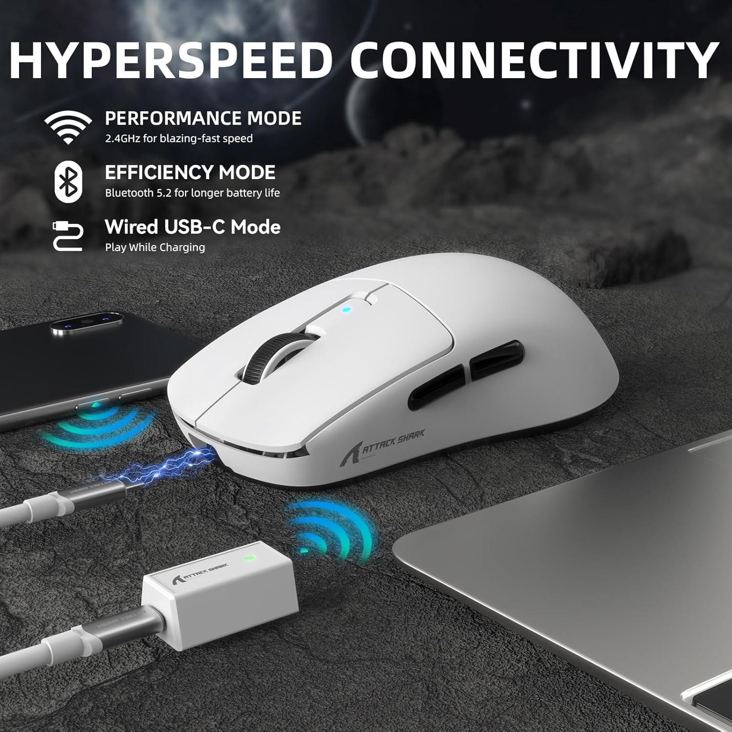 Attack Shark R6 Tri-Mode 8K Gaming Mouse,39G Ultra-Lightweight White (TAX  included ) | PC and Parts Lebanon - Online Computer Store
