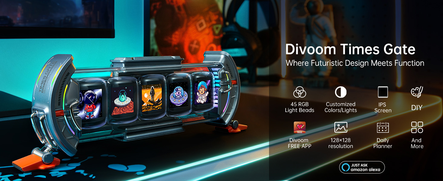 divoom times gate,gift,gamingroom decor,alarm clock