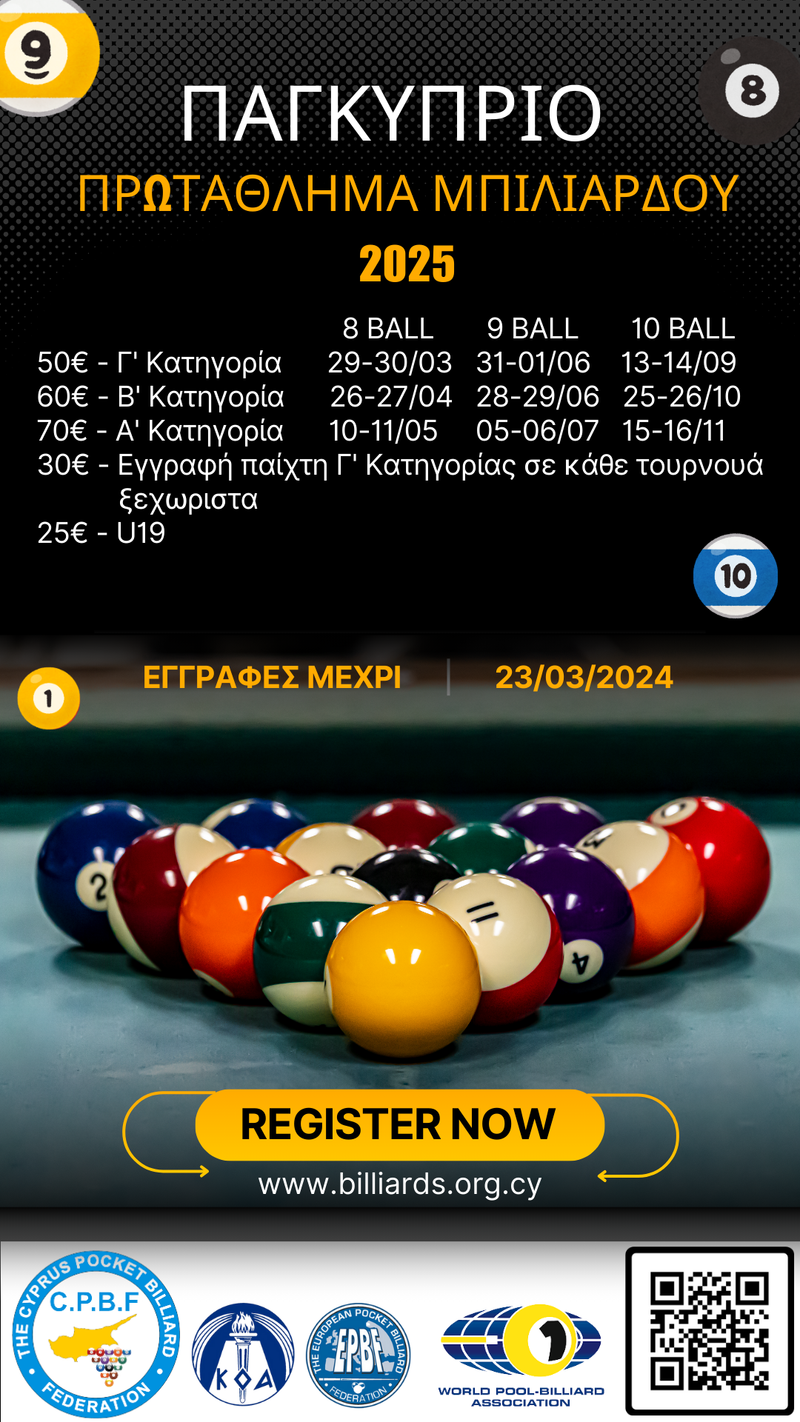 ΠΑΓΚΥΠΡΙΟ ΠΡΩΤΑΘΛΗΜΑ ΜΠΙΛΙΑΡΔΟΥ 2025