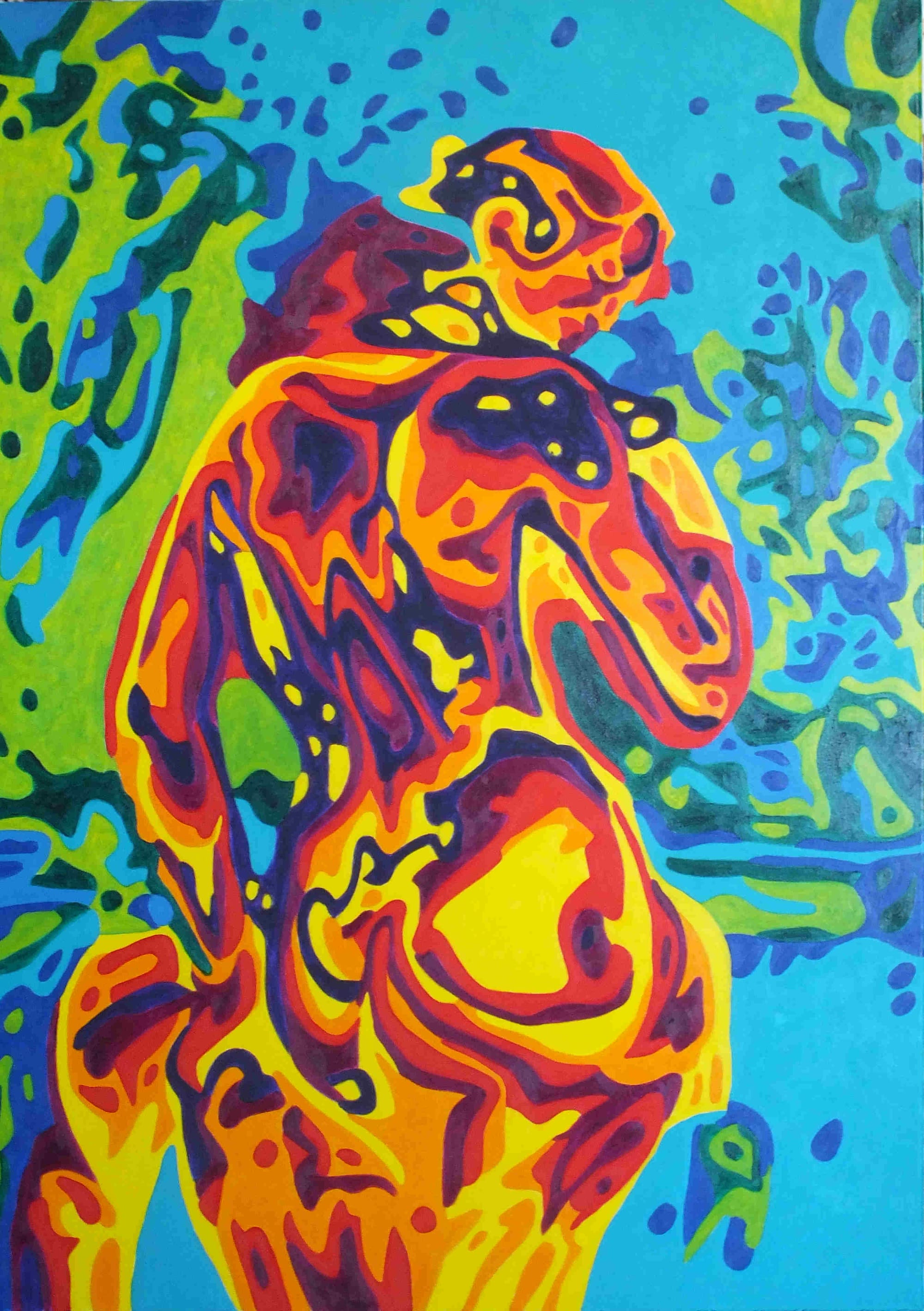 1488 - Mars 2026 - "La belle jardinière à la fontaine (D'après Théodore Chassériau) ou, Pomme ou poire comme disait Degas. (Cf : Woody ALLEN dans son film "Whatever Works" de 2009" -  116  x  89 cm