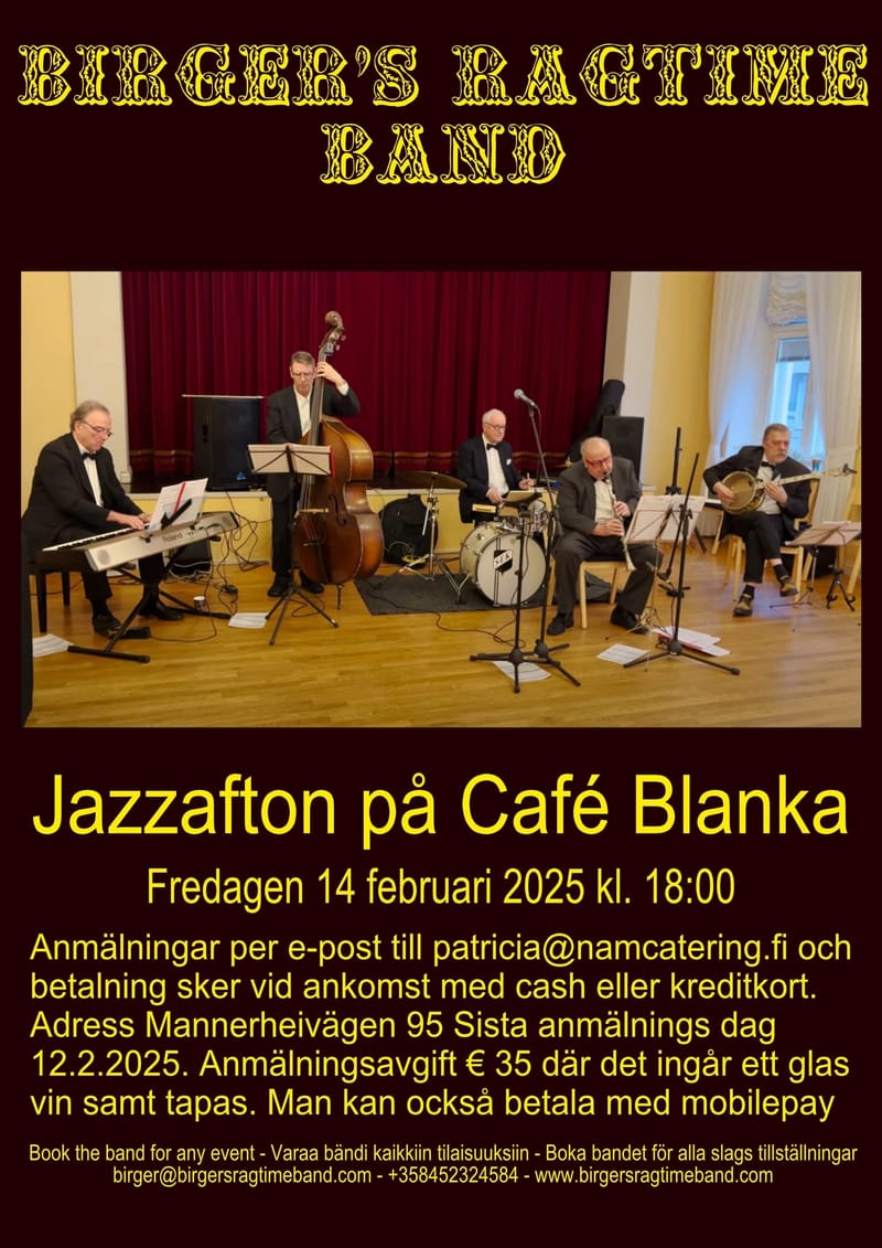 Jazzafton på Café Blanka med Birger’s Ragtime Band