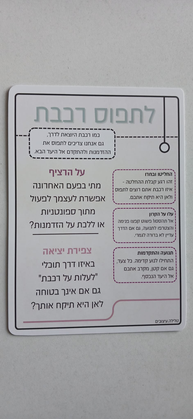 "השראה בדרך שלי" – מודל הרכבת