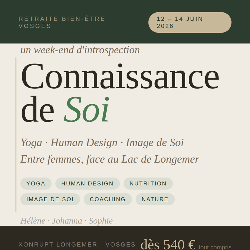 RETRAITE DE YOGA - CONNAISSANCE DE SOI