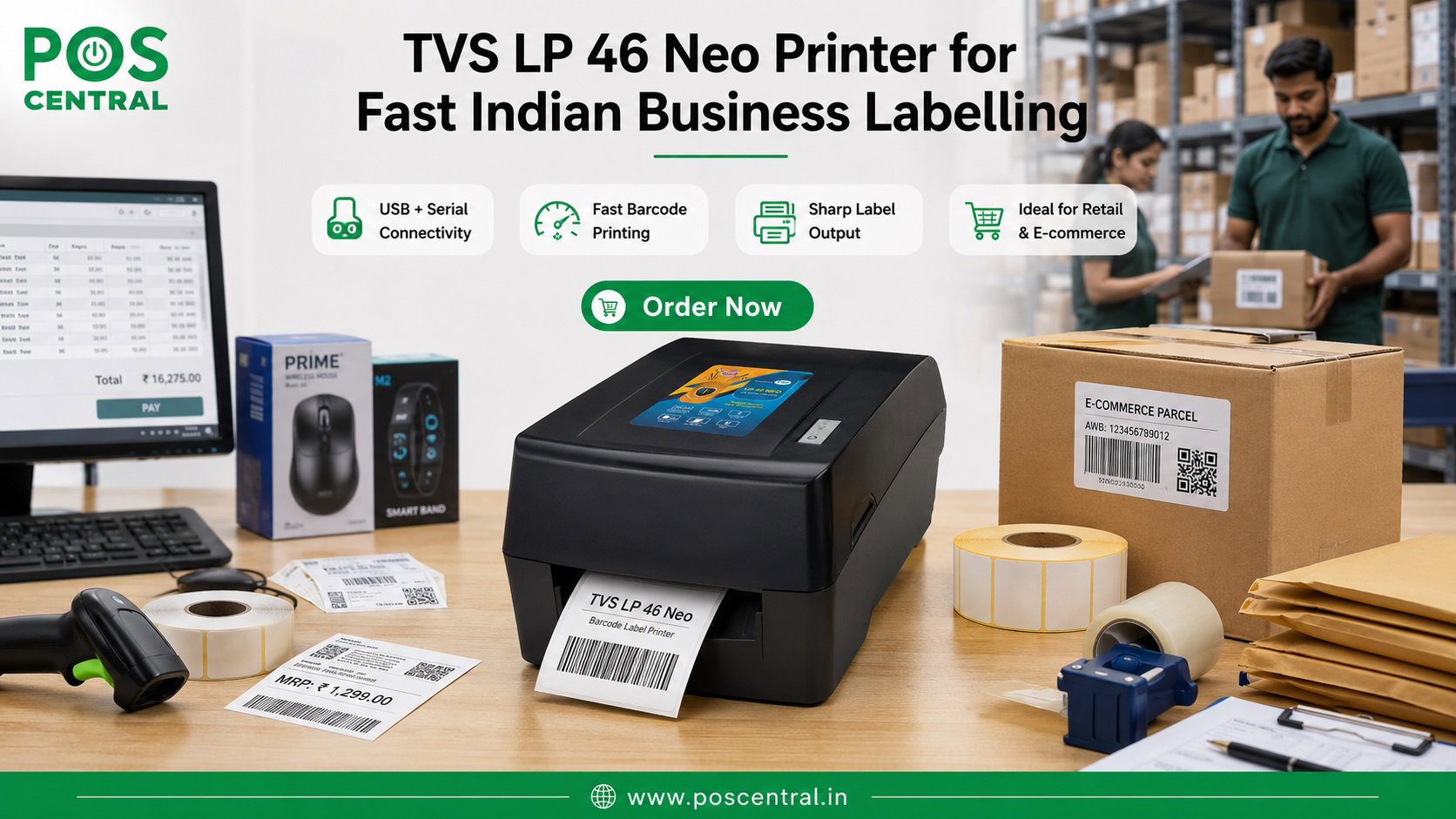 TVS LP 46 Neo Printer for Fast Indian Business Labelling