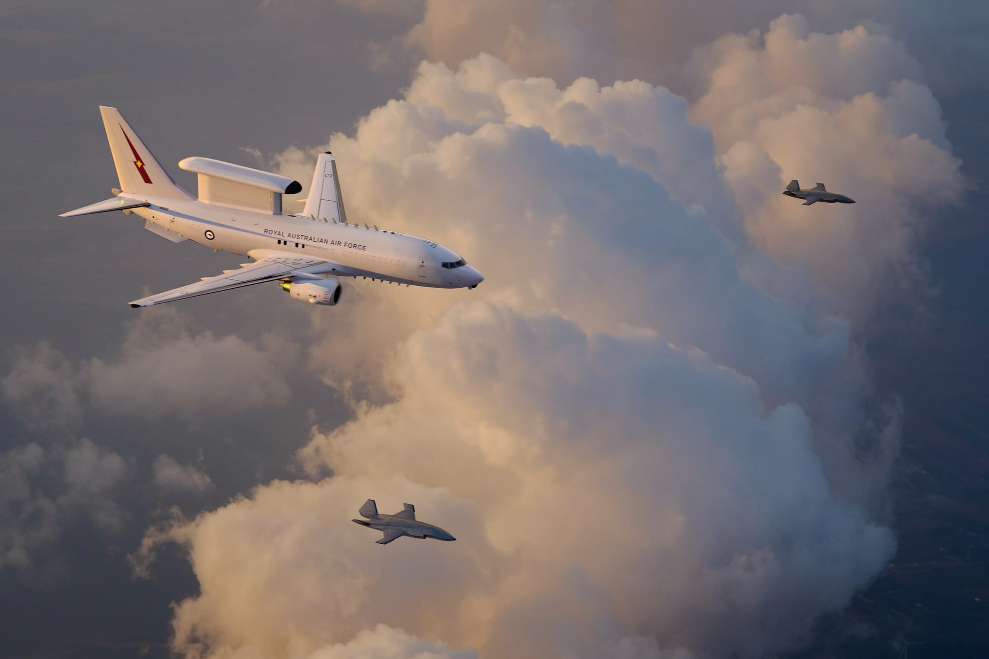 BOEING Y LA RAAF DEMUESTRAN LA COLABORACIÓN ENTRE EL MQ-28 Y EL E-7A WEDGETAIL.