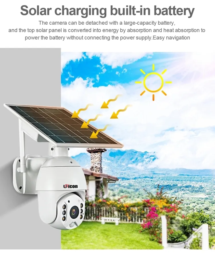 Tuya Outdoor Solar Light Wireless WiFi Camera Analytics HD 1080 2MP Support Tuya App 2 Way Audio PTZ Camera