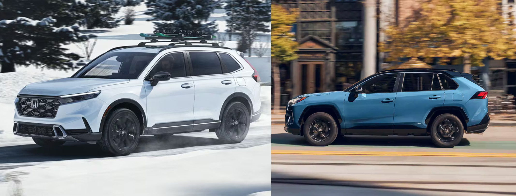 2023 Toyota RAV4 vs Honda CR-V exterior design.