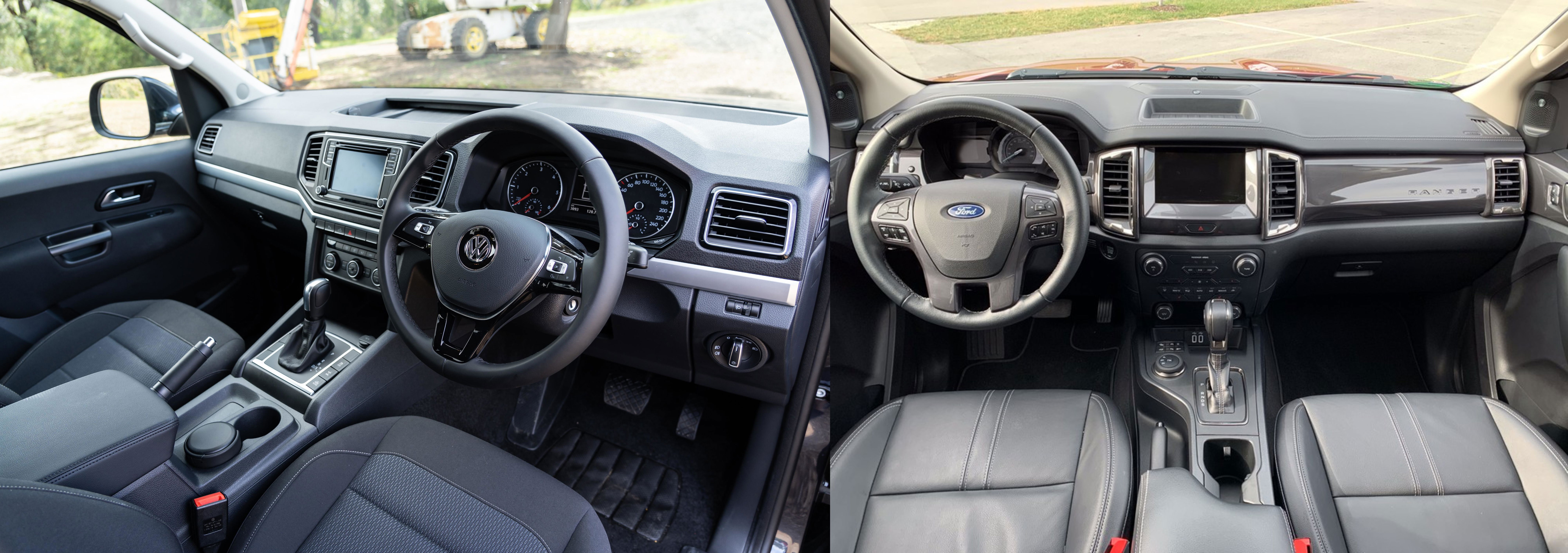 2020 Volkswagen Amarok vs Ford Ranger interior.