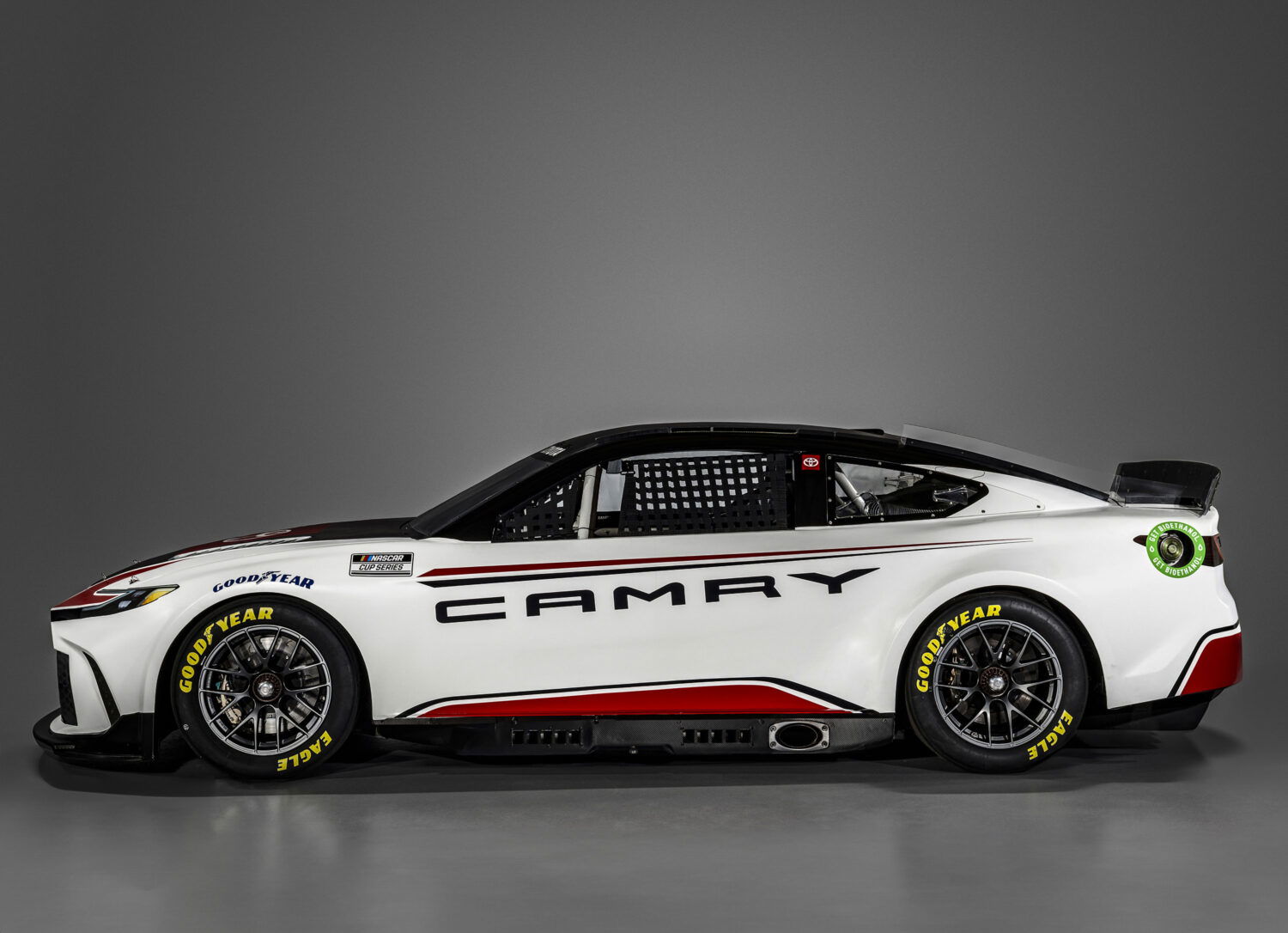 2024 Toyota Camry XSE NASCAR Cup race car side.