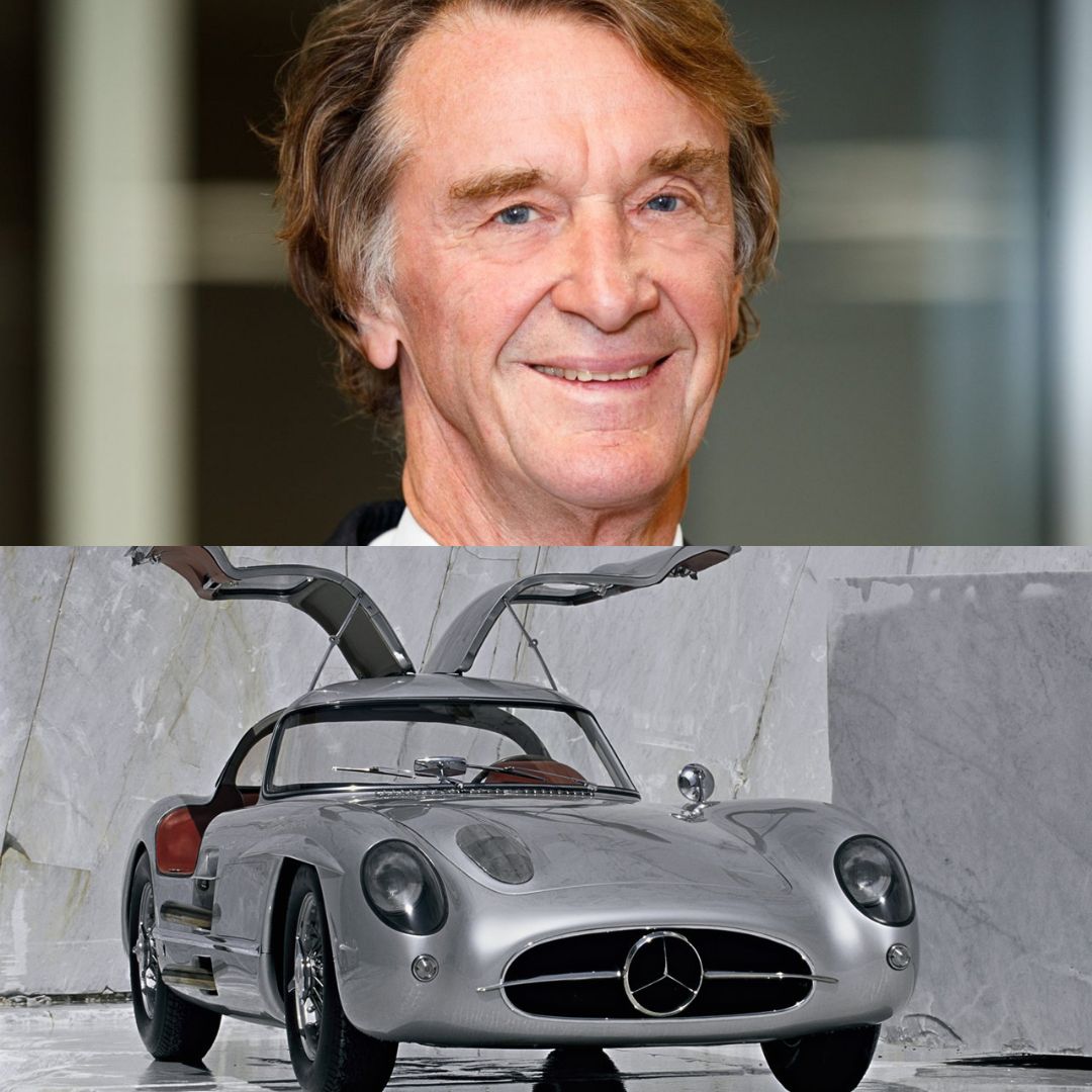 Sir James Arthur Ratcliffe and his 1955 Mercedes-Benz 300 SLR Uhlenhaut Coupe.