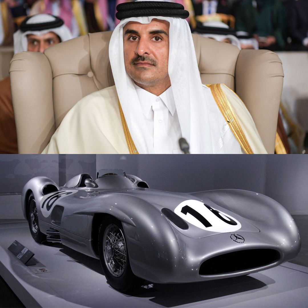 Qatari Emir Sheikh Tamim bin Hamad Al Thani and his 1954 Mercedes-Benz W196.