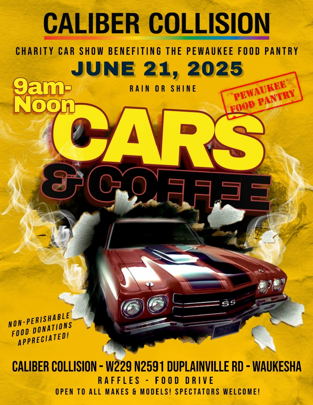 Top car shows near me this weekend: Caliber Collision Cars & Coffee (Waukesha, WI).