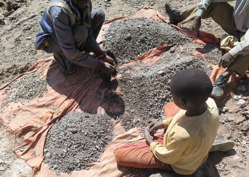 Artisanal mines in the Democratic Republic of Congo (DRC), where 40,000 children as young as six work without protective equipment.