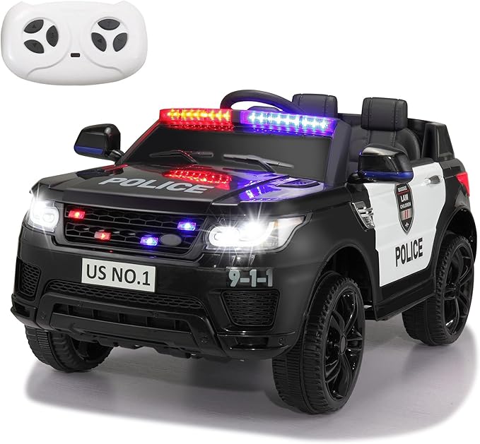 Infant remote control ride on cars: TOBBI 12V Police Ride-On Car.