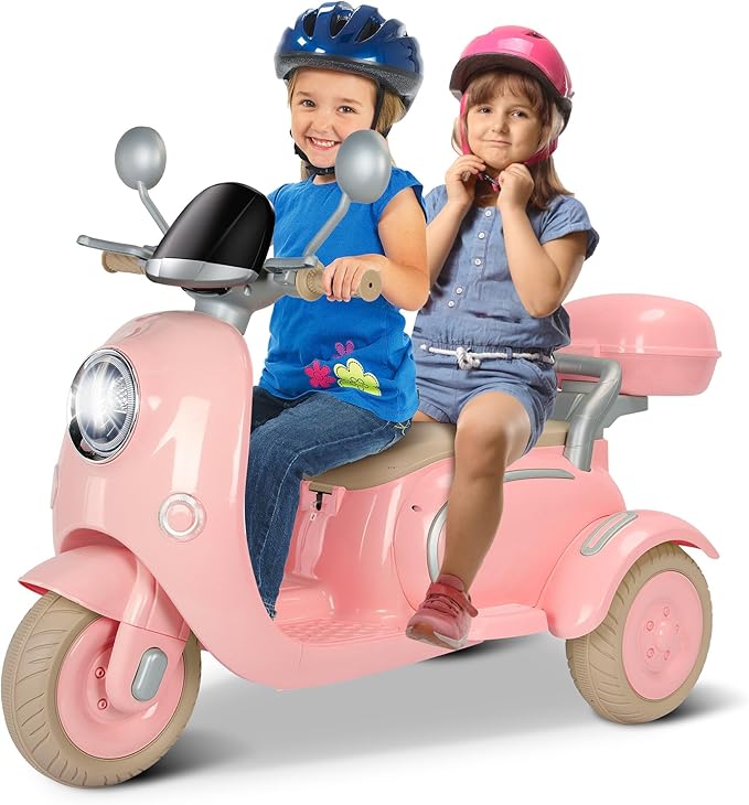 Infant remote control ride on cars: Letsgokid 12V 3-Wheel 2-Seater Electric Motorcycle.