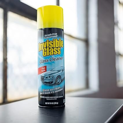 Affordable car detailing products: glass cleaner.