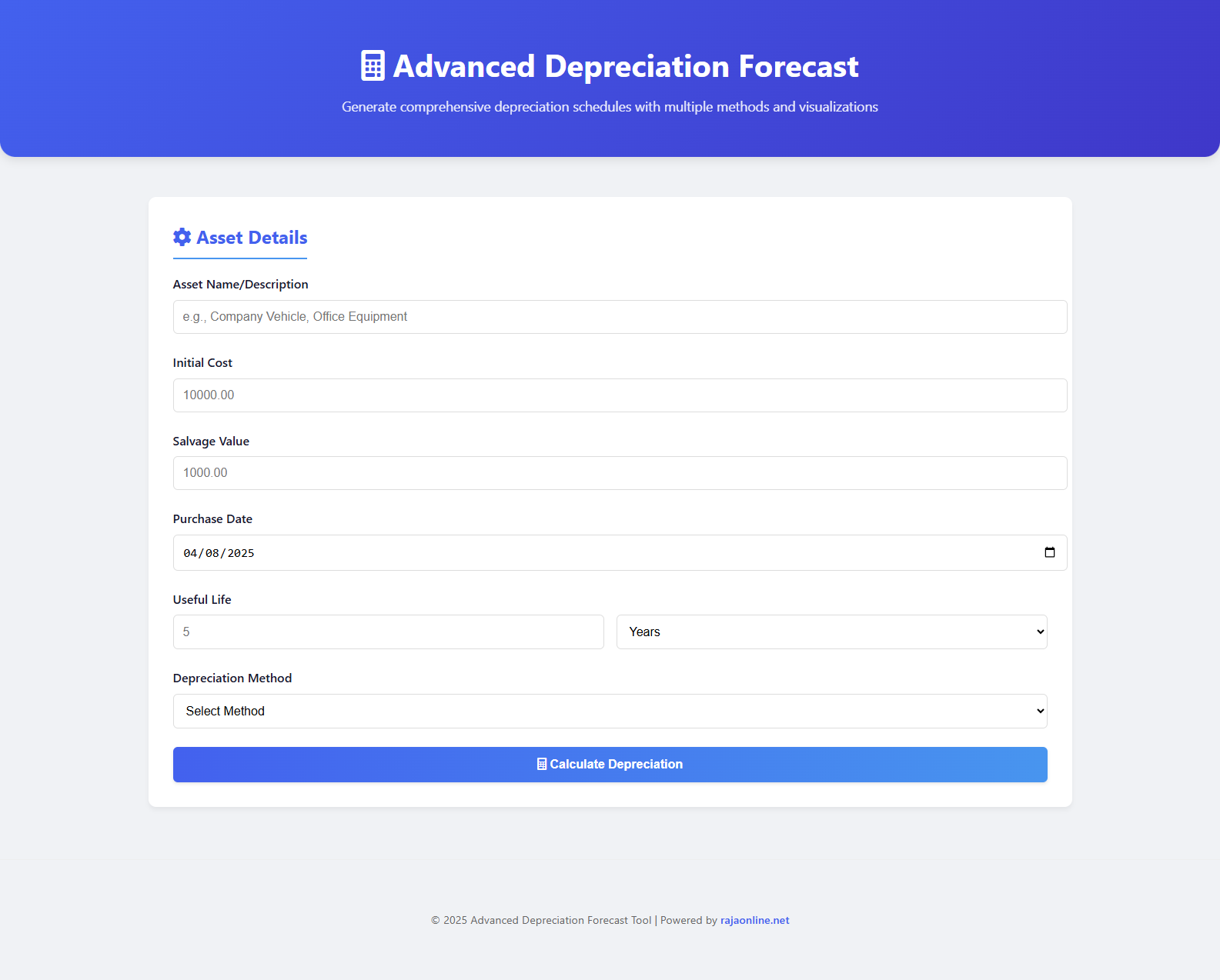 Advanced Asset Depreciation Forecast
