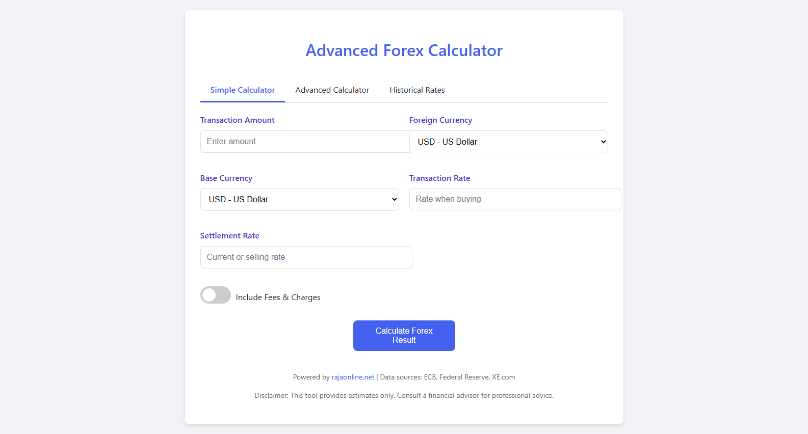 Advanced Forex Calculator