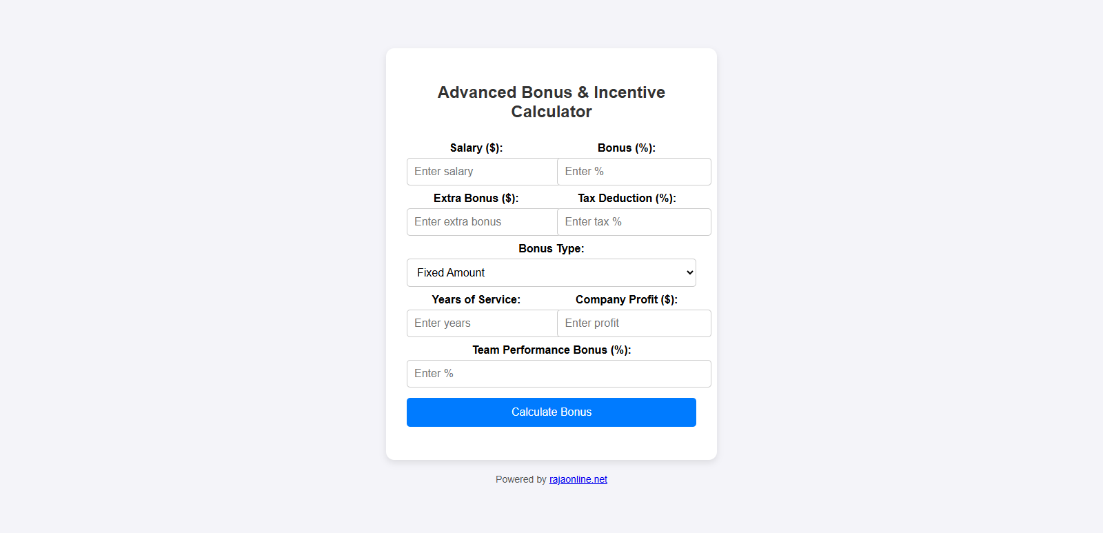 Advanced Bonus & Incentive Calculator