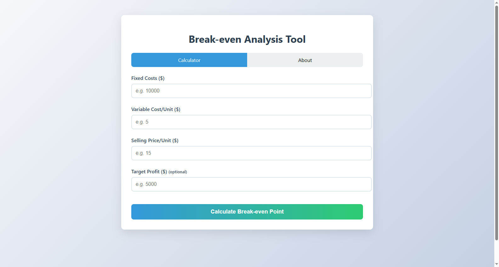 Break-even Analysis Tool
