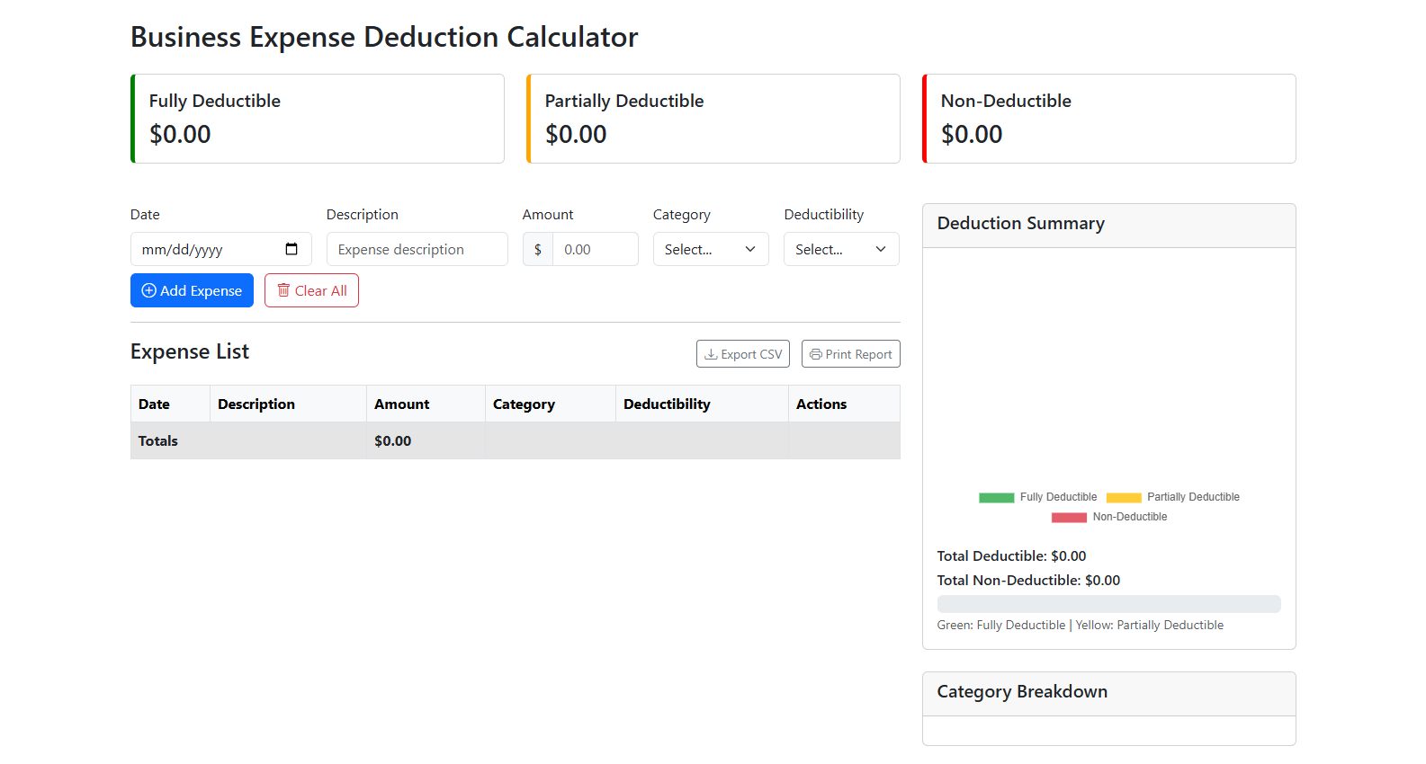 Business Expense Deduction Calculator