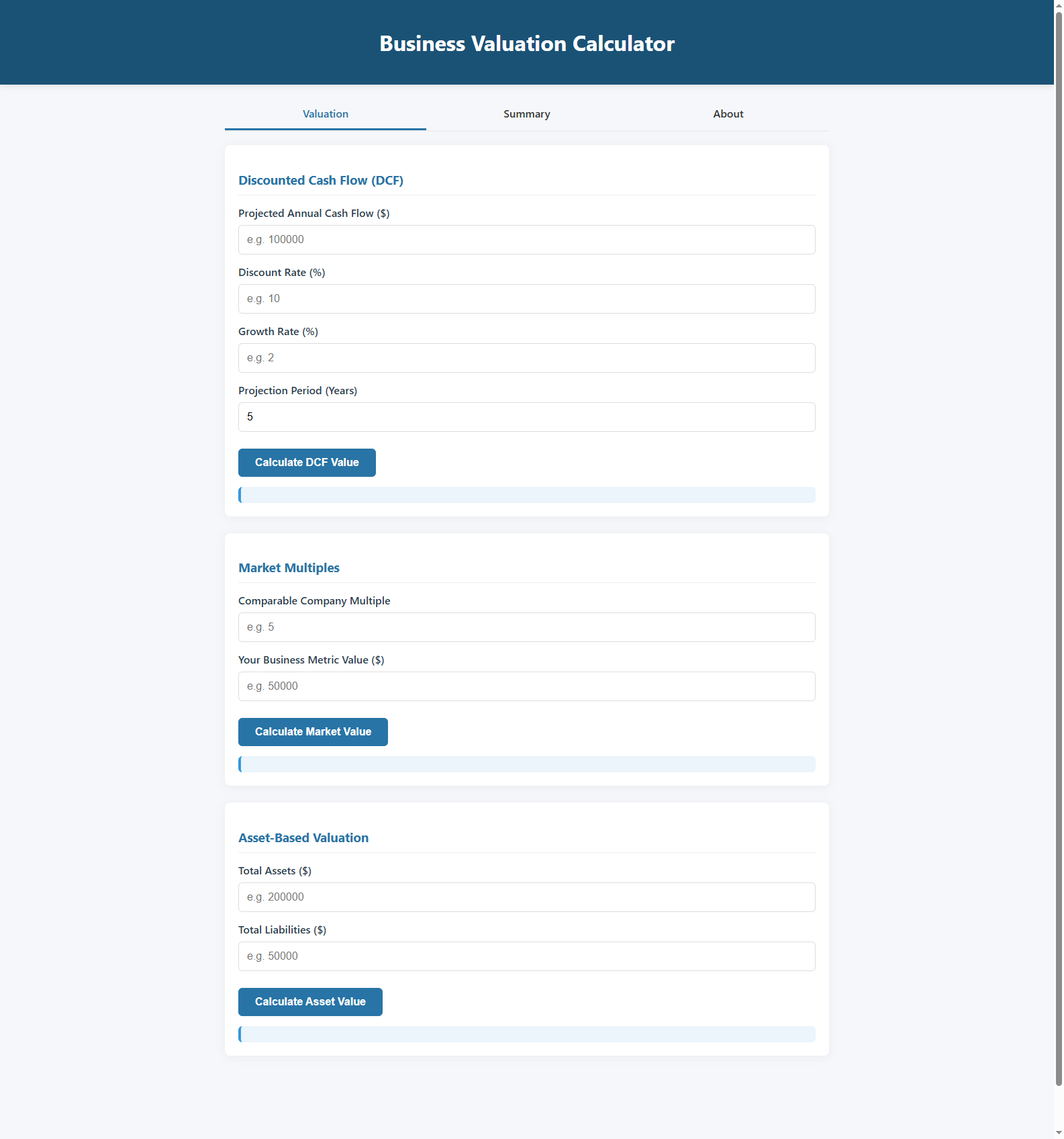 Business Valuation Calculator
