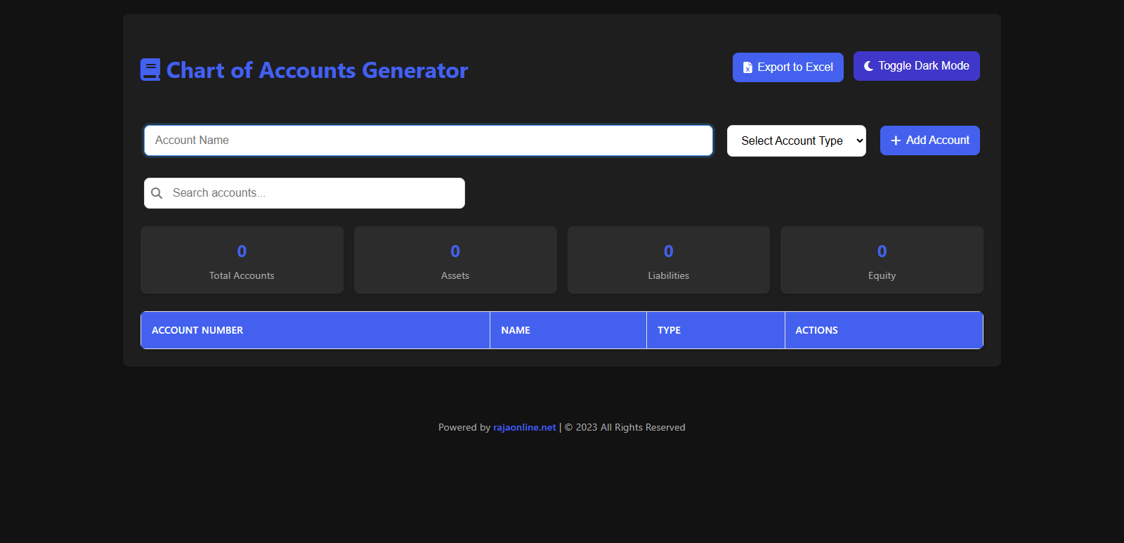 Chart of Accounts Generator