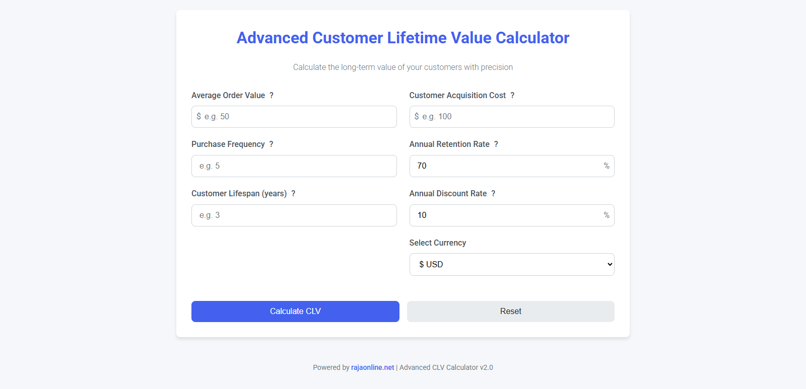 Advanced Customer Lifetime Value Calculator
