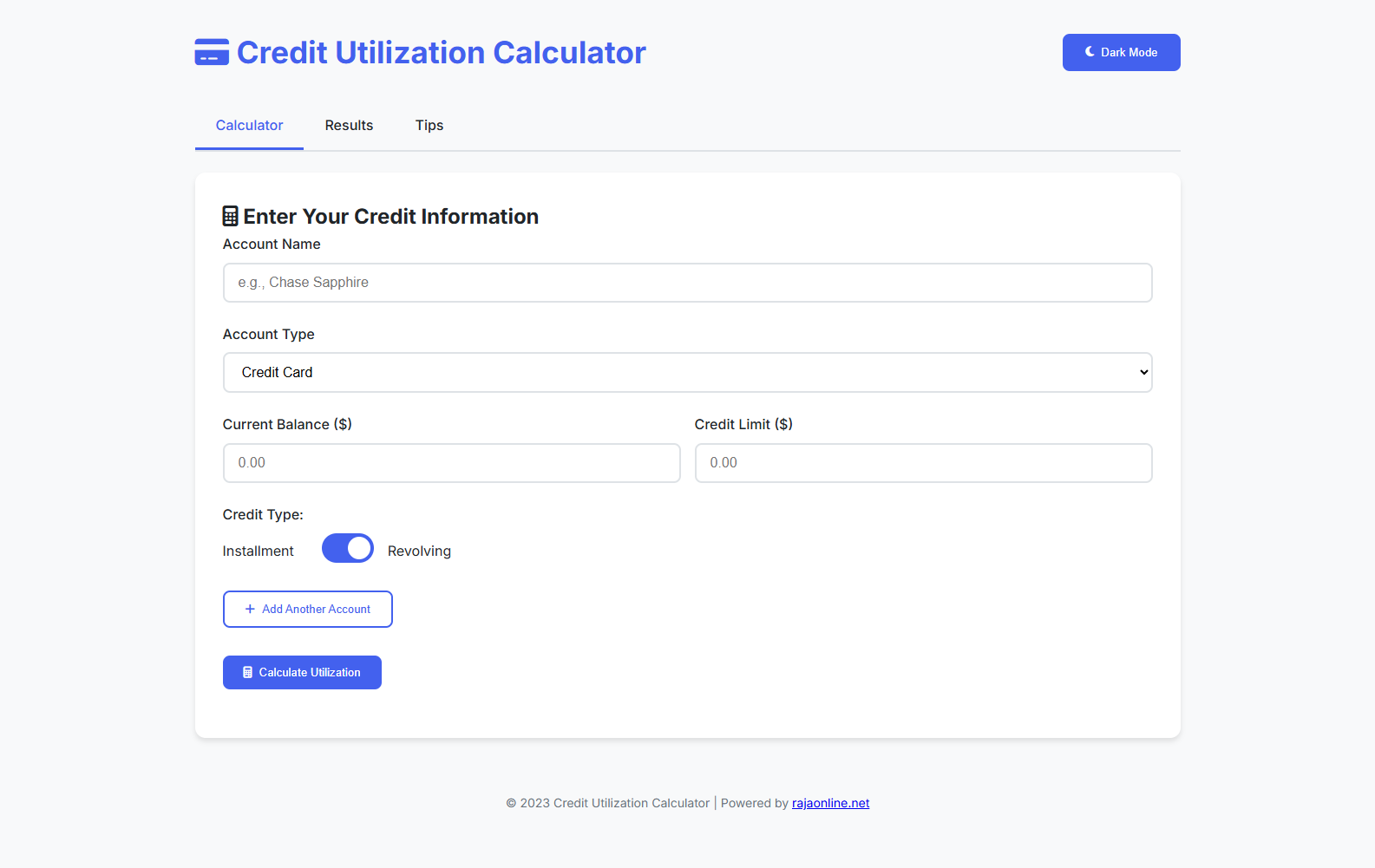Credit Utilization Calculator