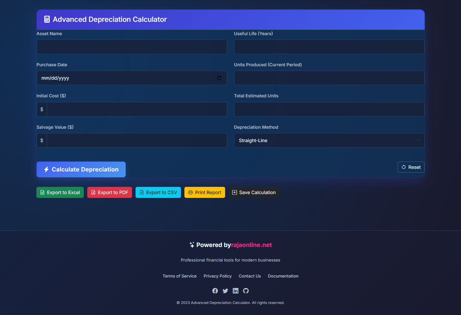 Advanced Depreciation Calculator