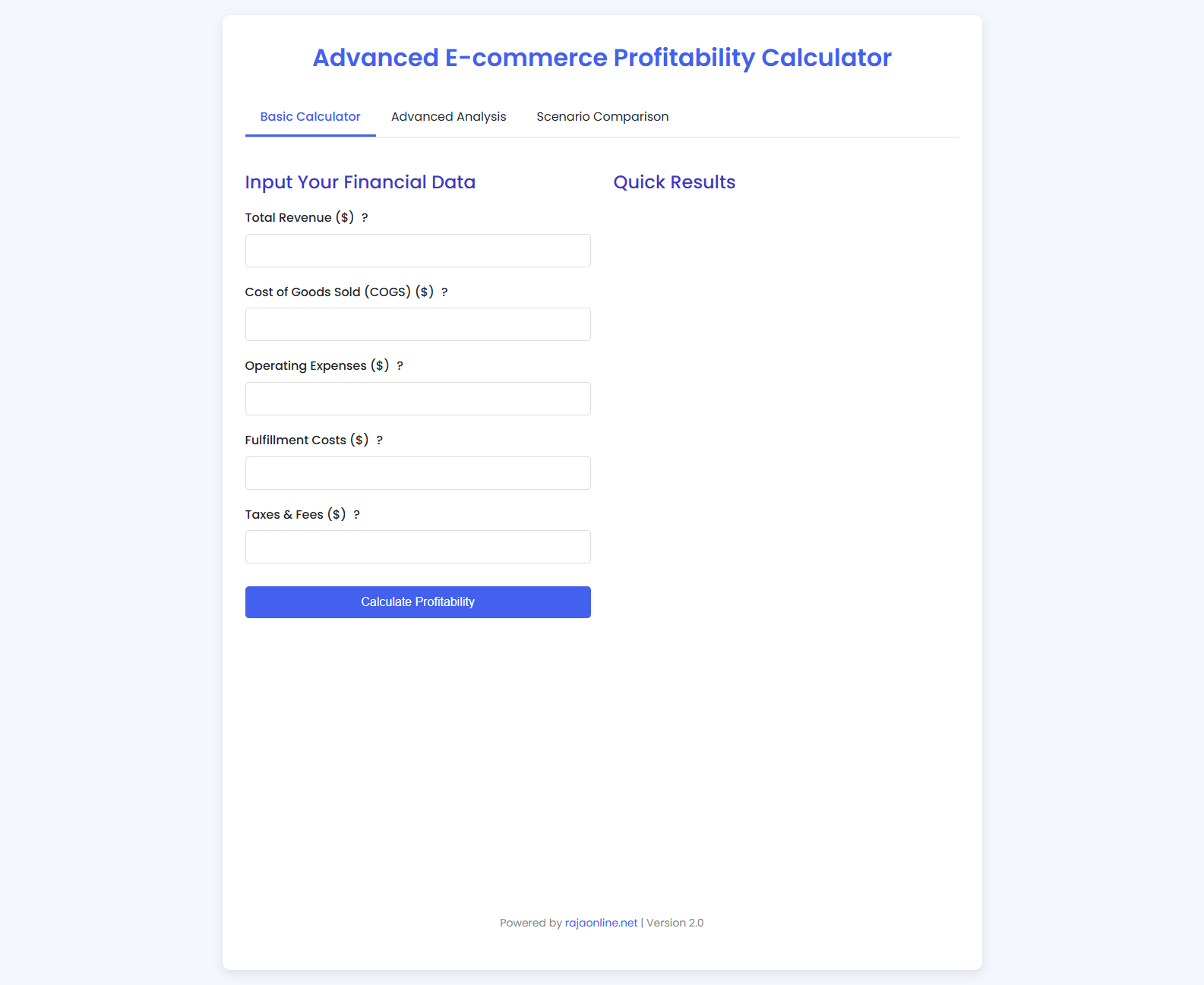 Advanced E-commerce Profitability Calculator