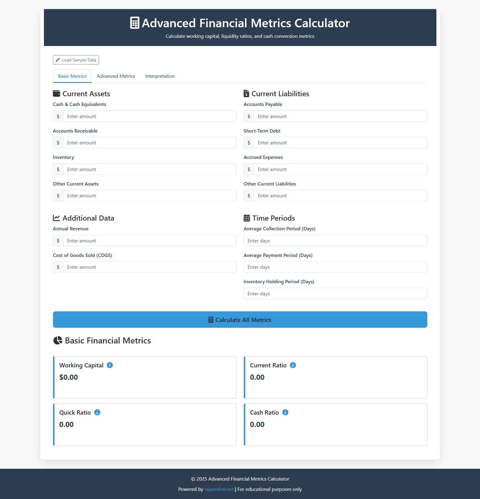 Advanced Financial Metrics Calculator