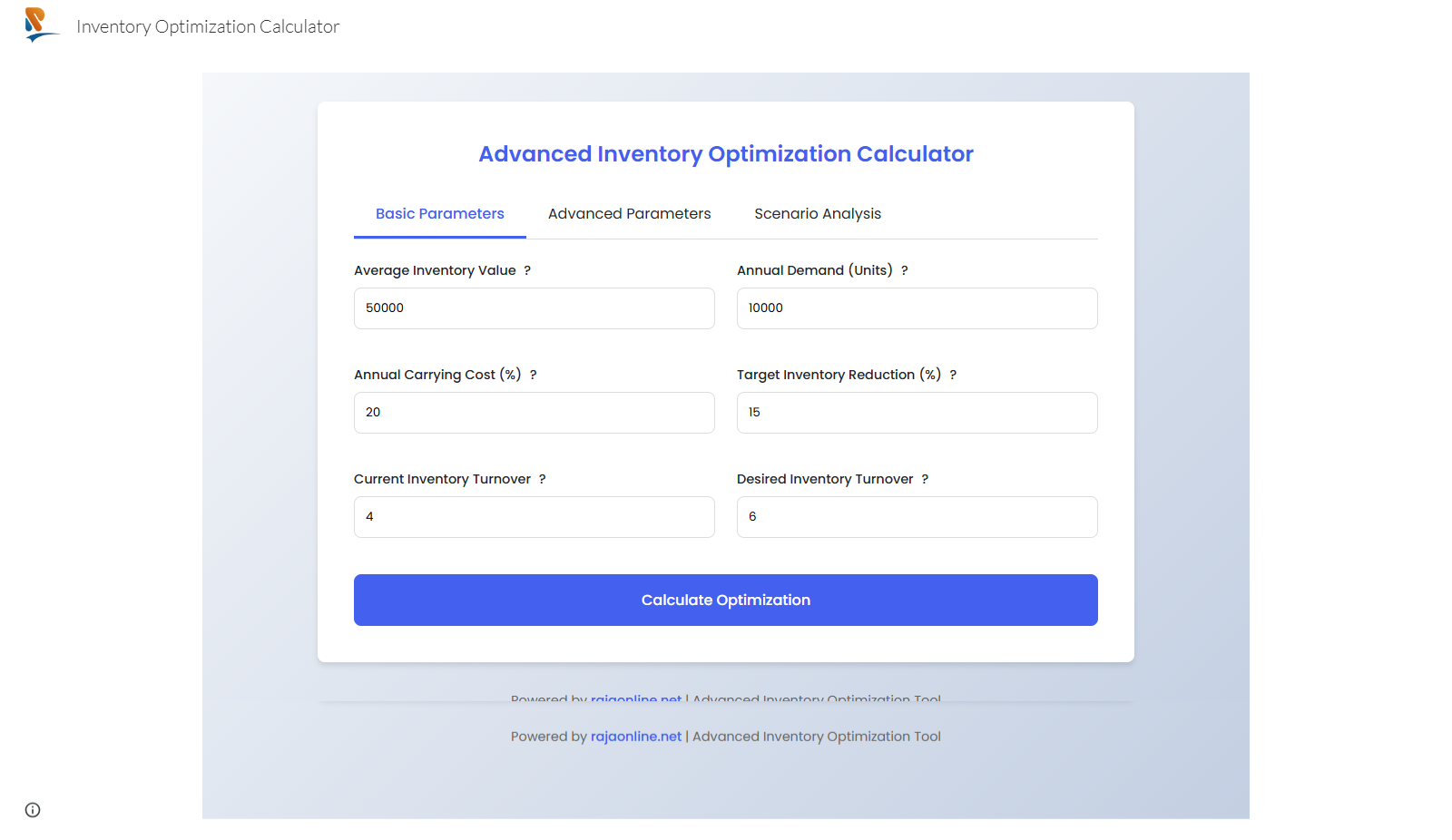 Advanced Inventory Optimization Calculator