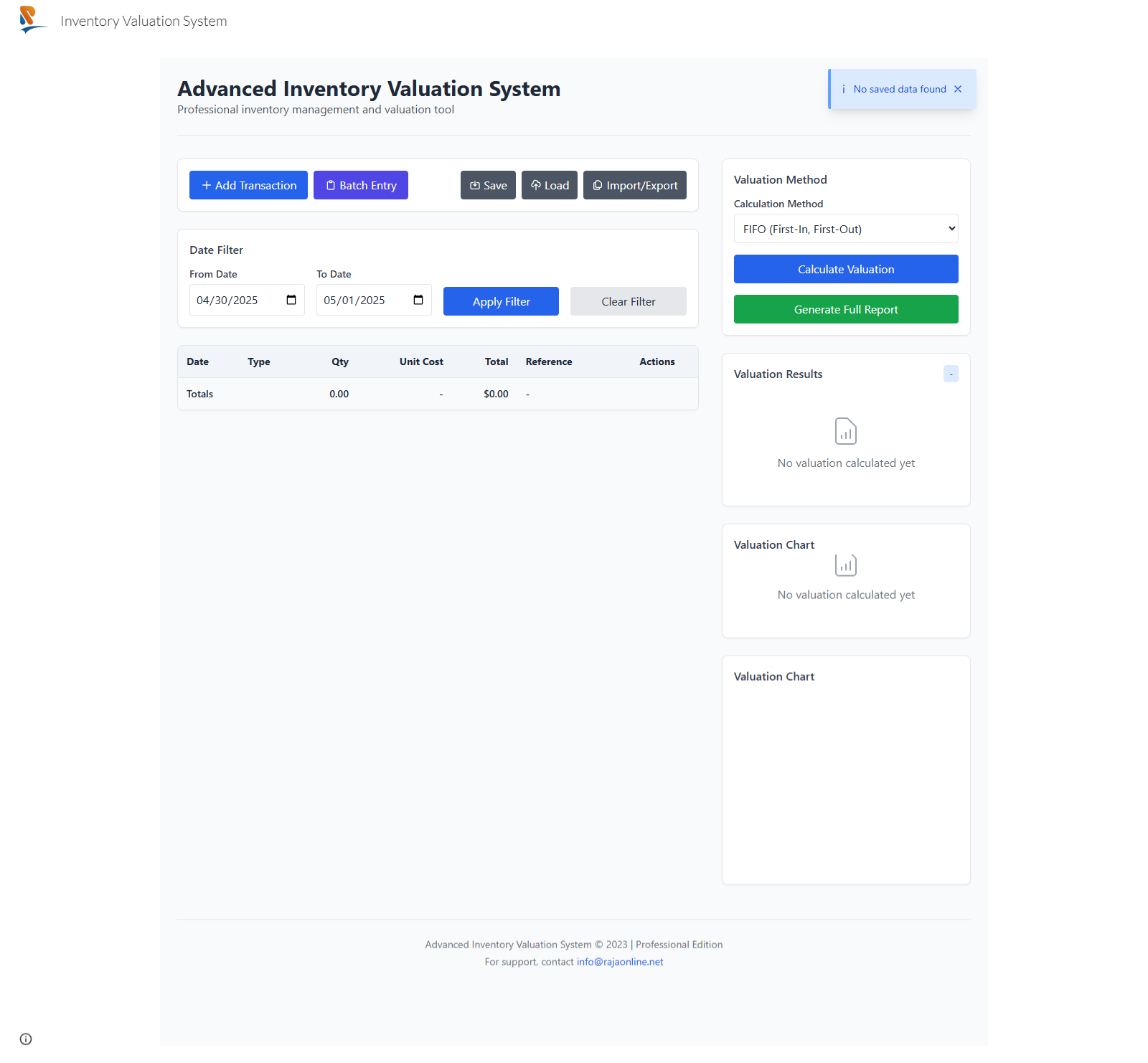 Advanced Inventory Valuation System