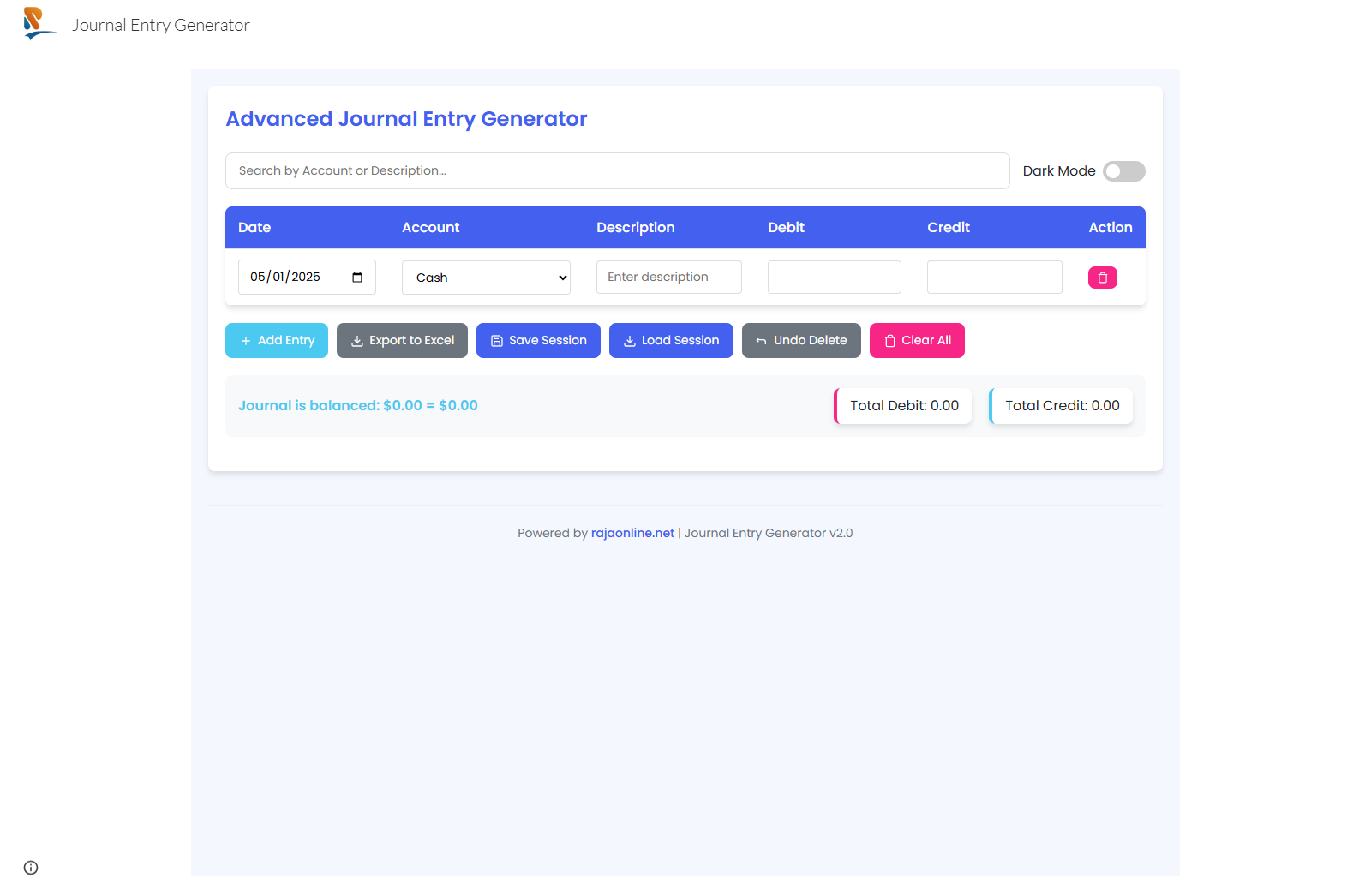 Advanced Journal Entry Generator