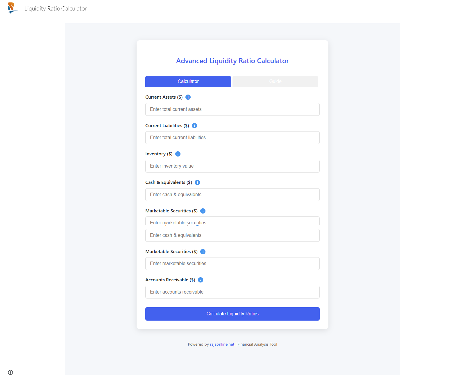 Advanced Liquidity Ratio Calculator