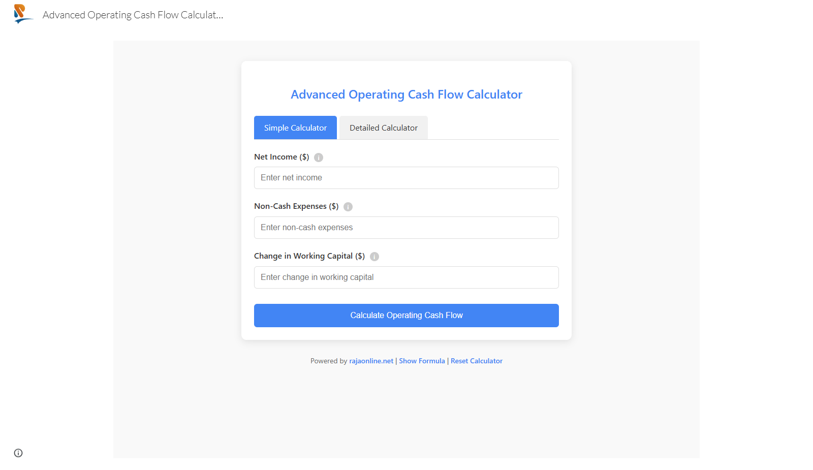 Advanced Operating Cash Flow Calculator