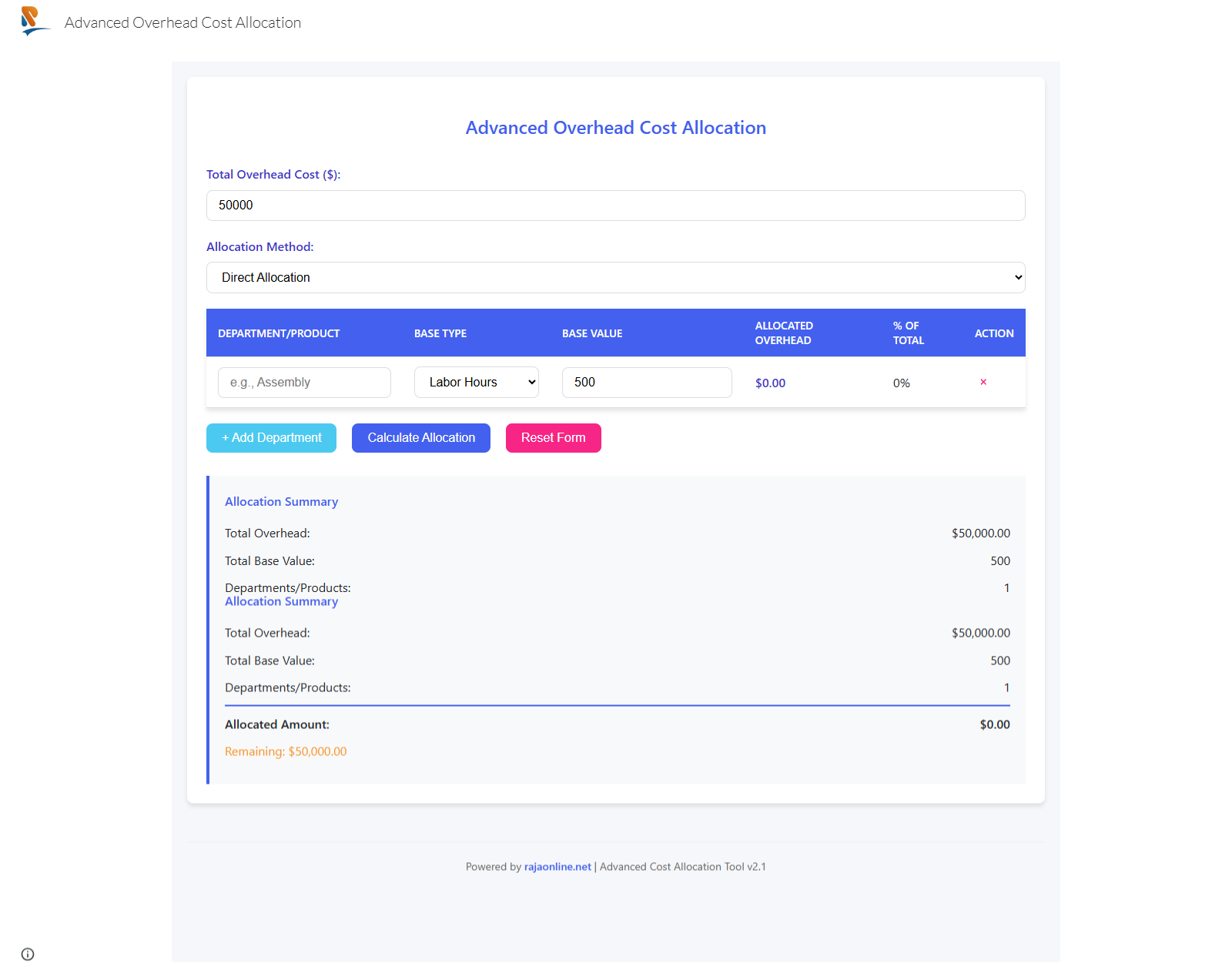 Advanced Overhead Cost Allocation