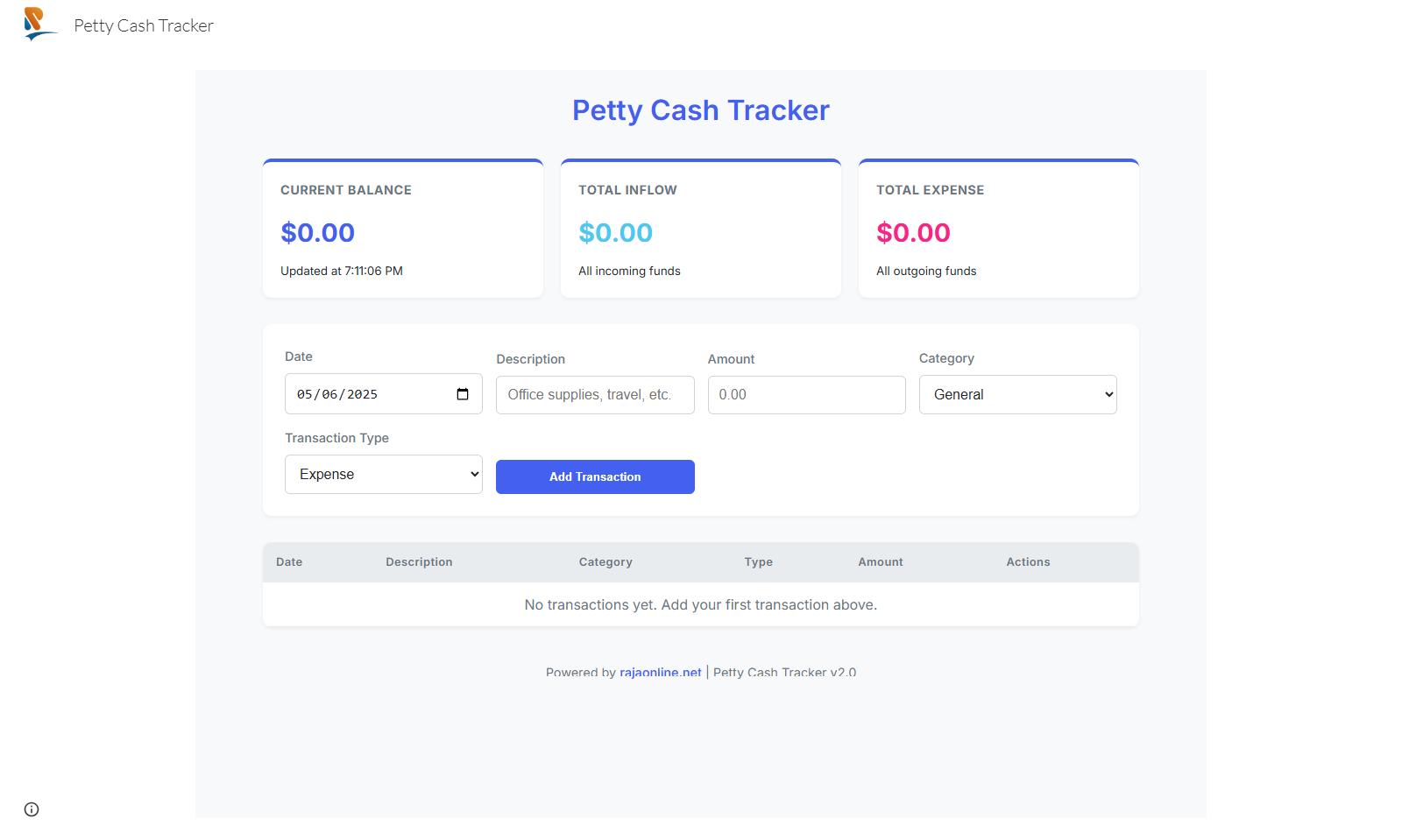 Petty Cash Tracker