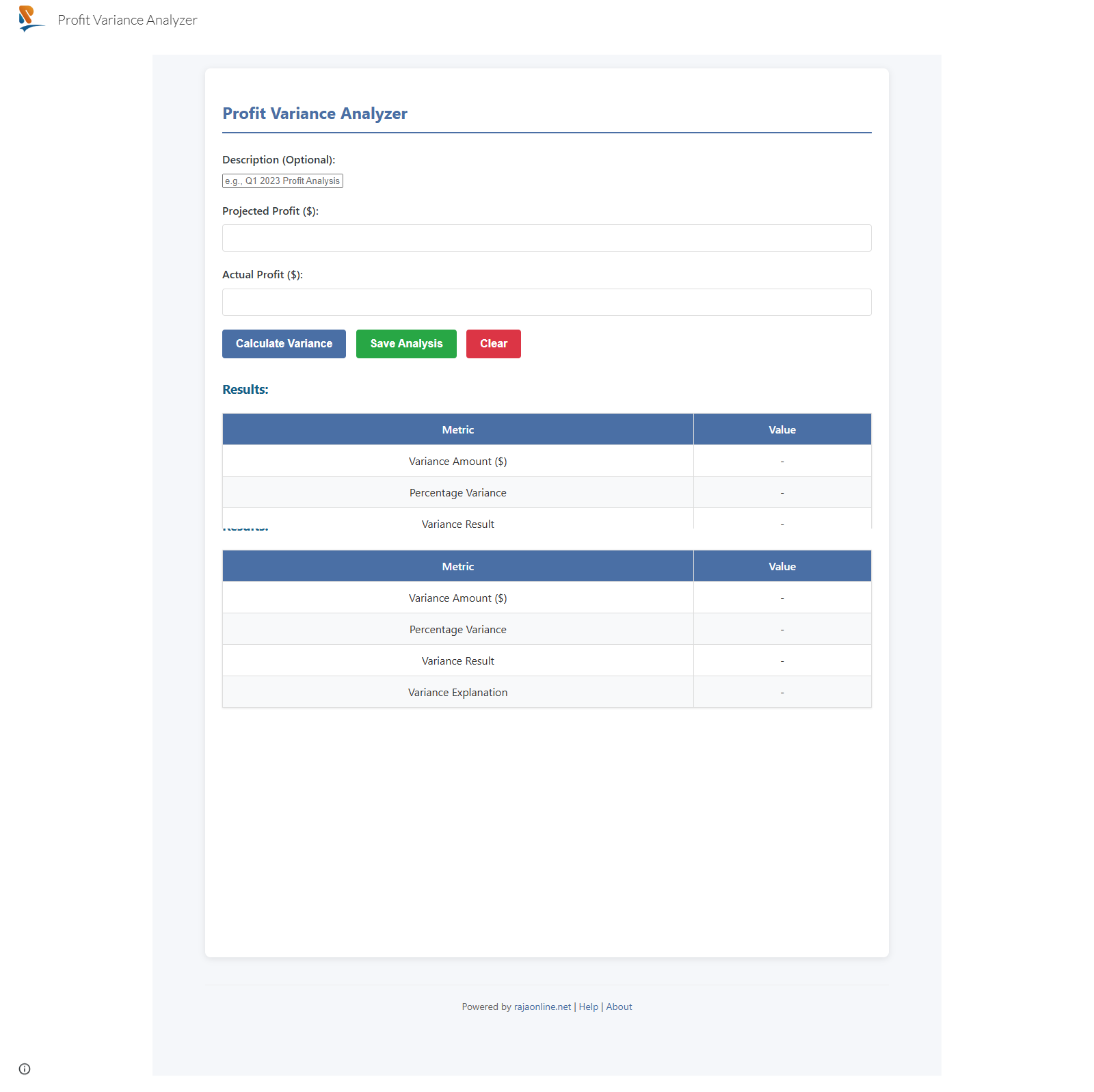 Profit Variance Analyzer