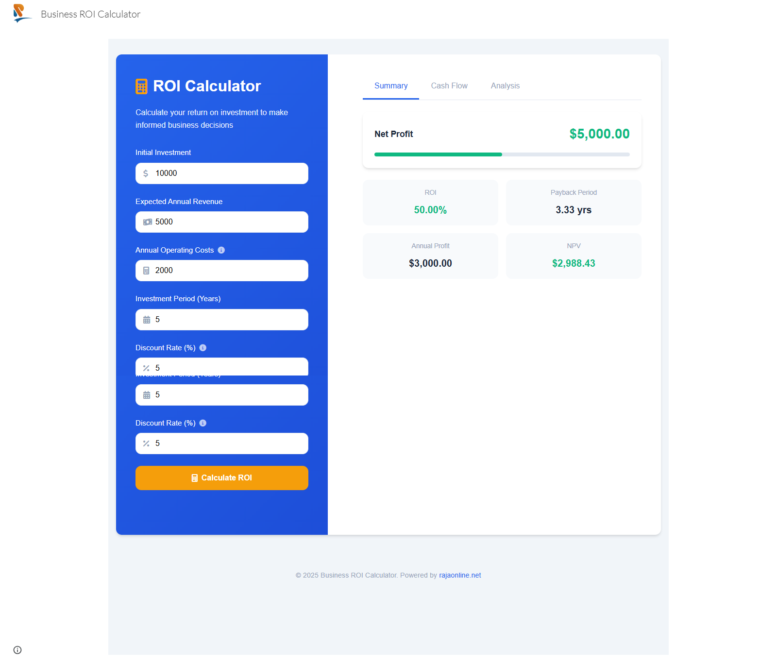 Business ROI Calculator