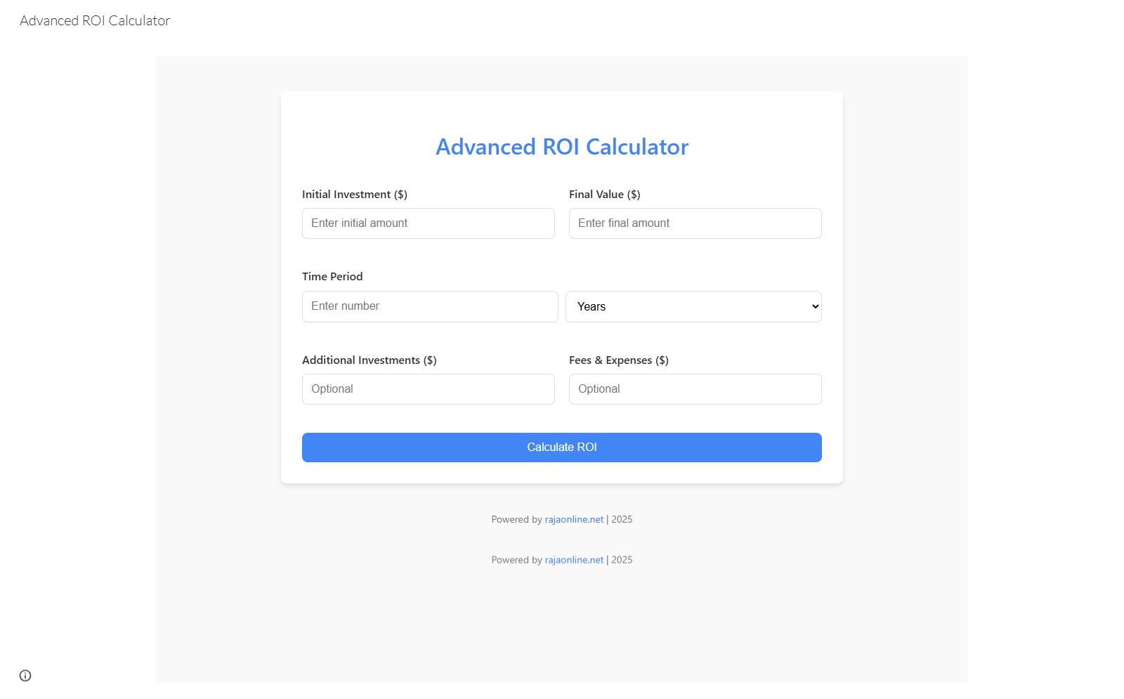 Advanced ROI Calculator