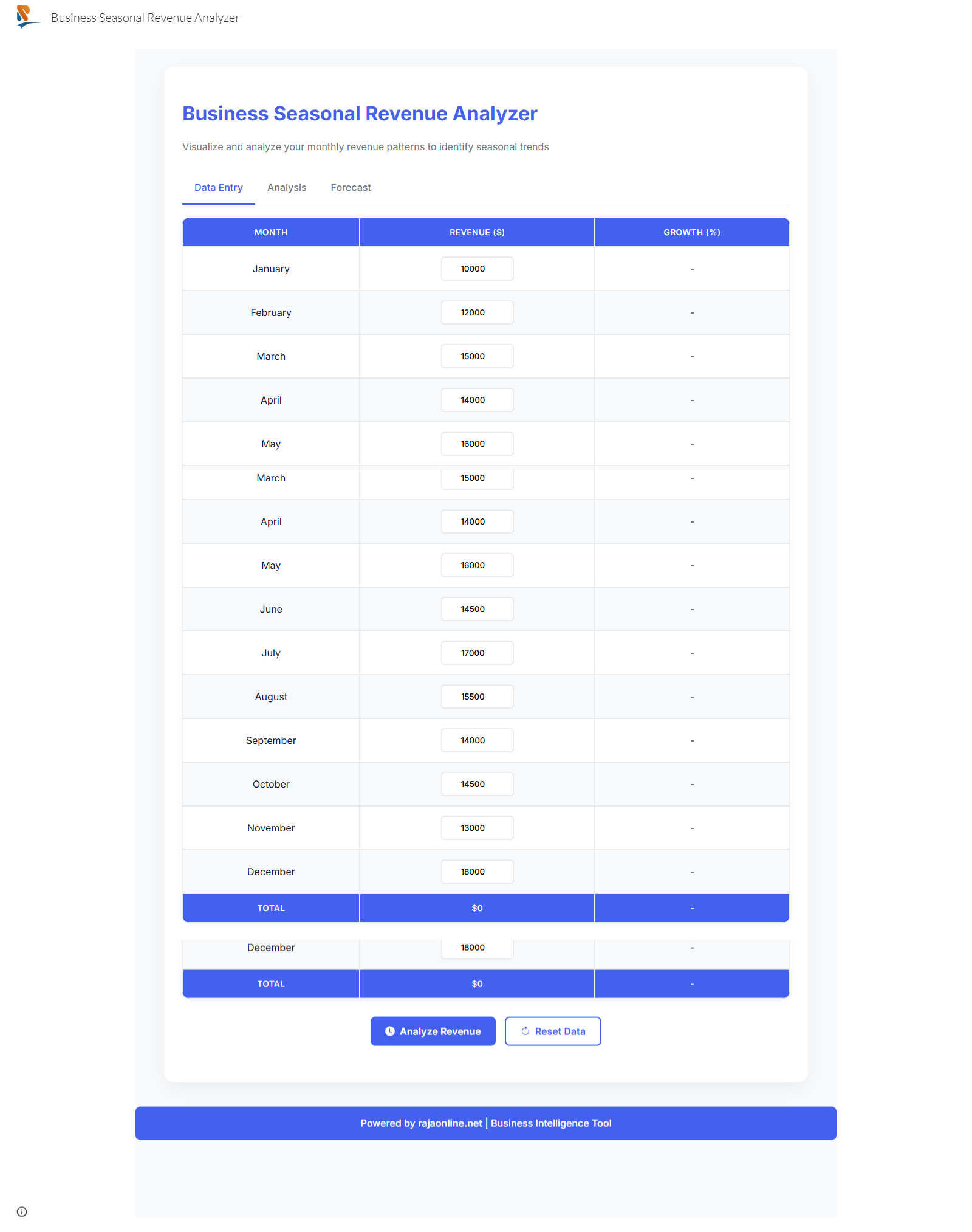 Business Seasonal Revenue Analyzer